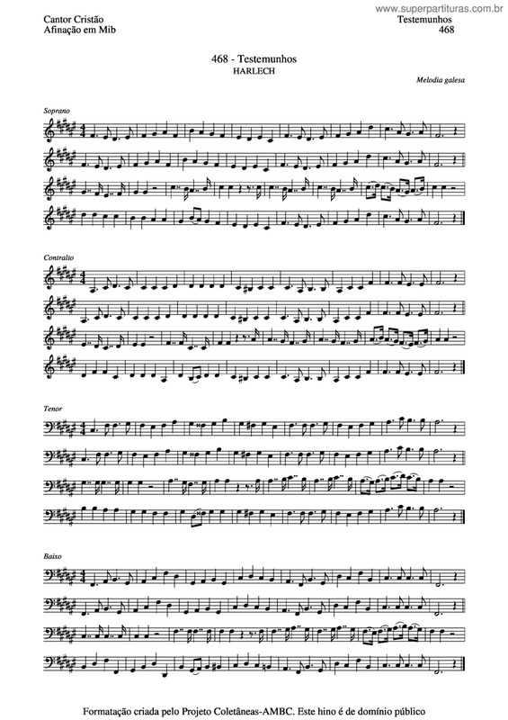 Partitura da música Testemunhos v.4