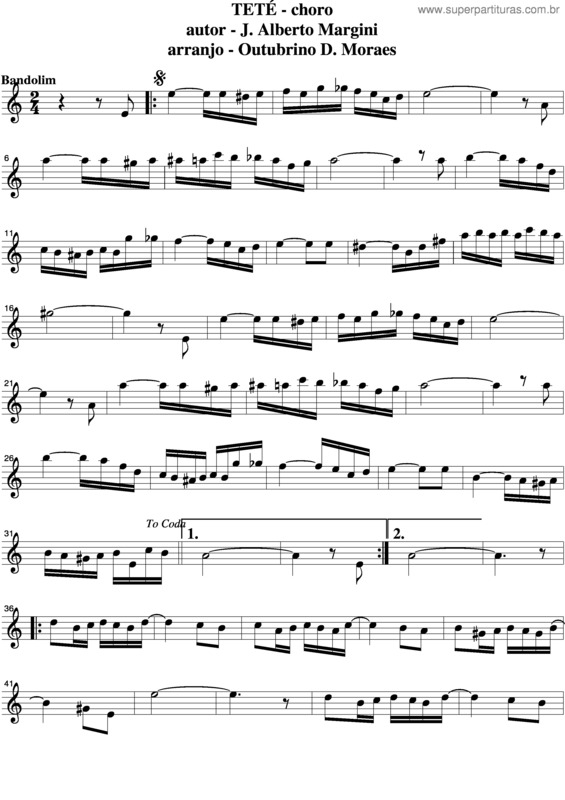 Partitura da música Teté v.3