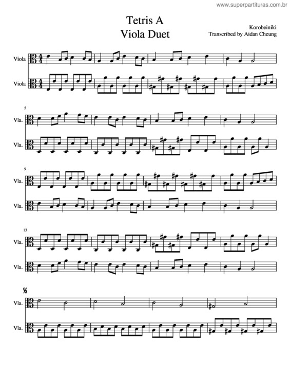 Partitura da música Tetris A Viola Duet