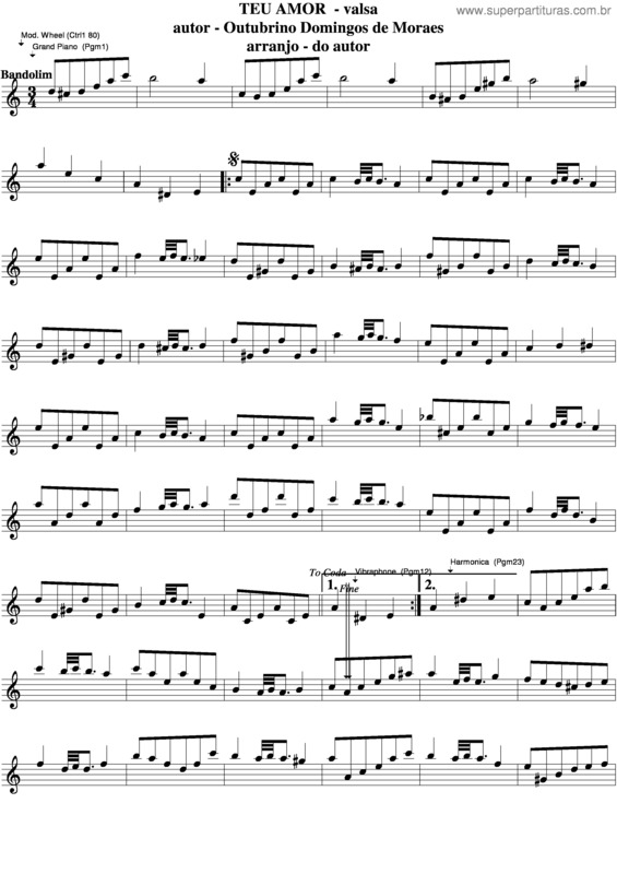 Partitura da música Teu Amor v.2