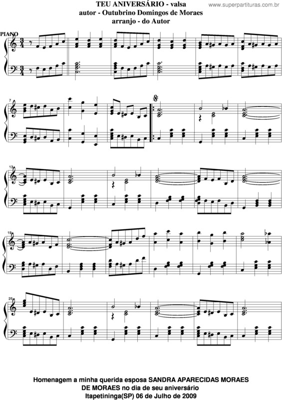 Partitura da música Teu Aniversário v.10