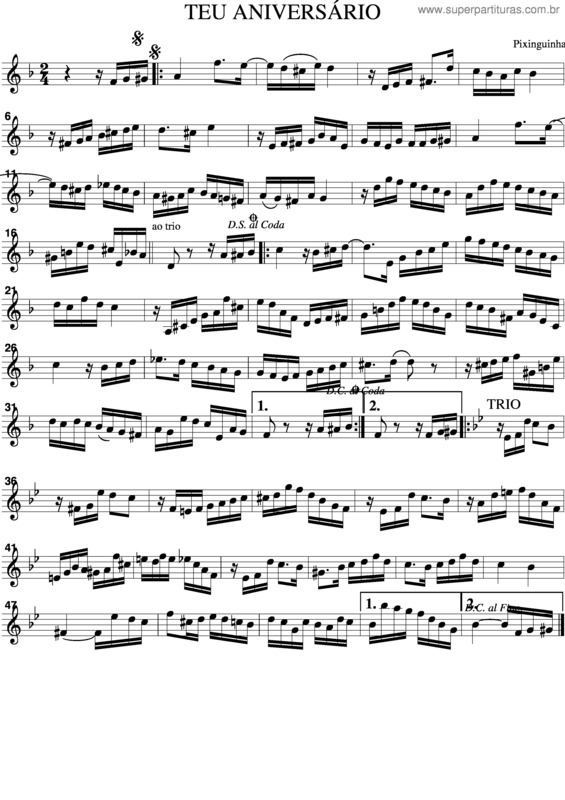 Partitura da música Teu Aniversário v.3