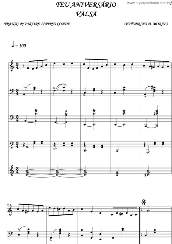 Partitura da música Teu Aniversario v.6