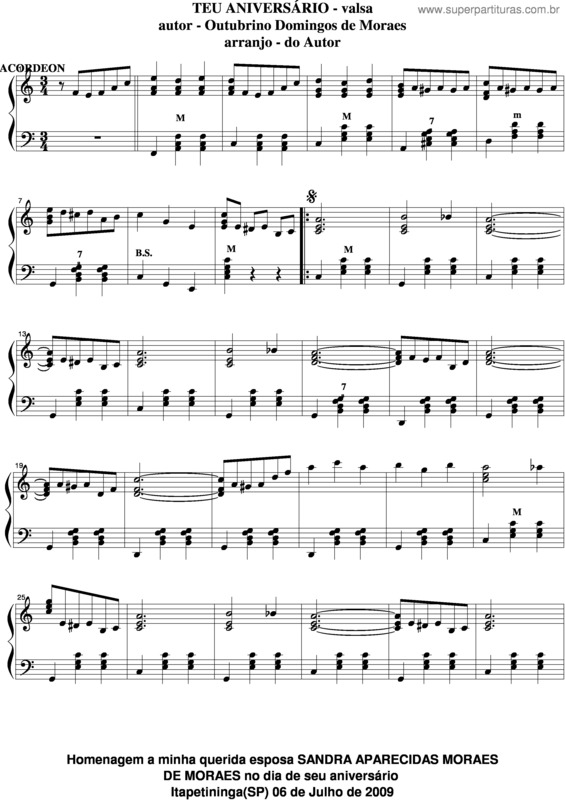 Partitura da música Teu Aniversário v.7