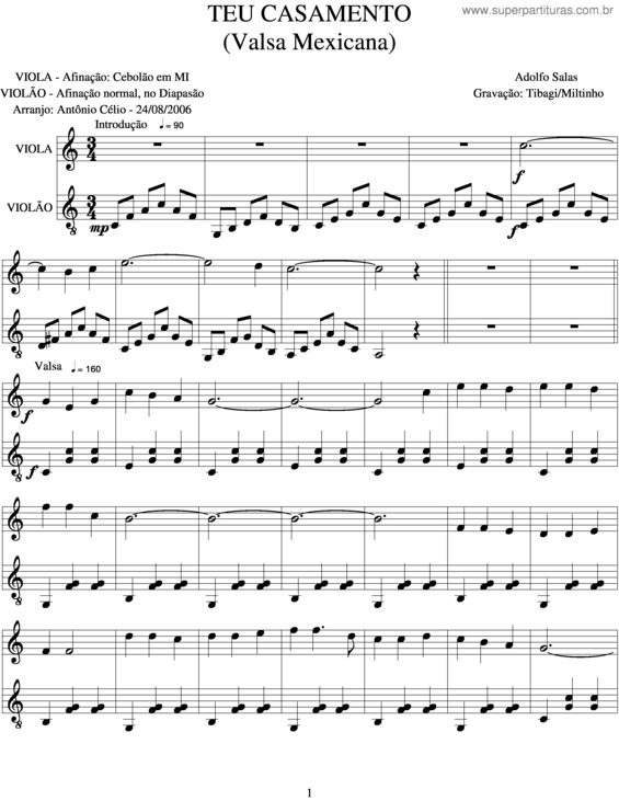 Partitura da música Teu Casamento