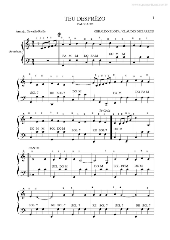 Partitura da música Teu Desprezo