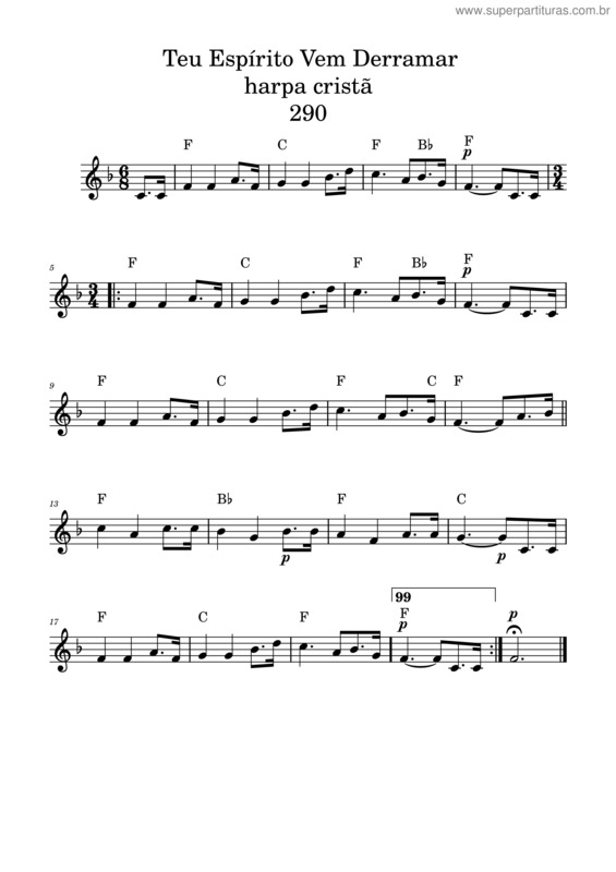 Partitura da música Teu Espirito Vem Derrama Teu Espírito Vem Derramar –