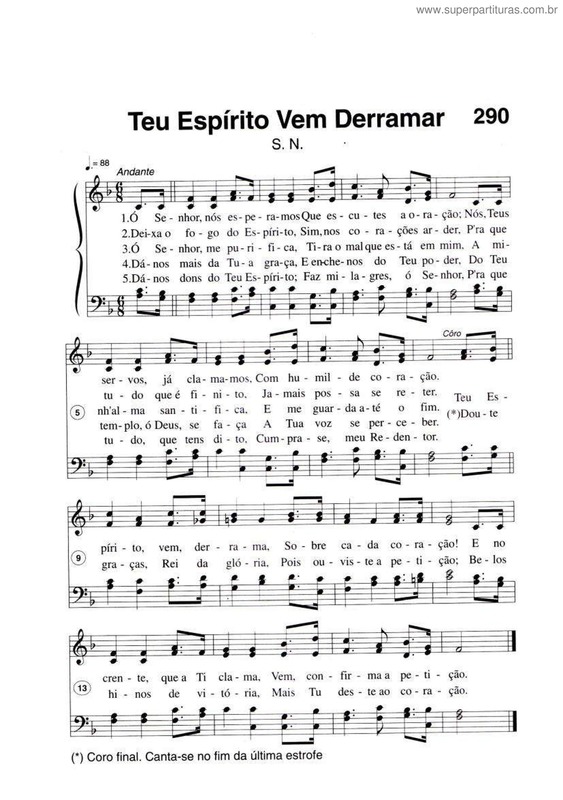 Partitura da música Teu Espírito Vem Derramar