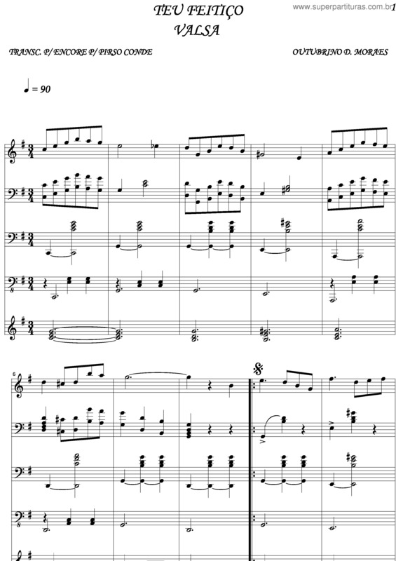 Partitura da música Teu Feitiço