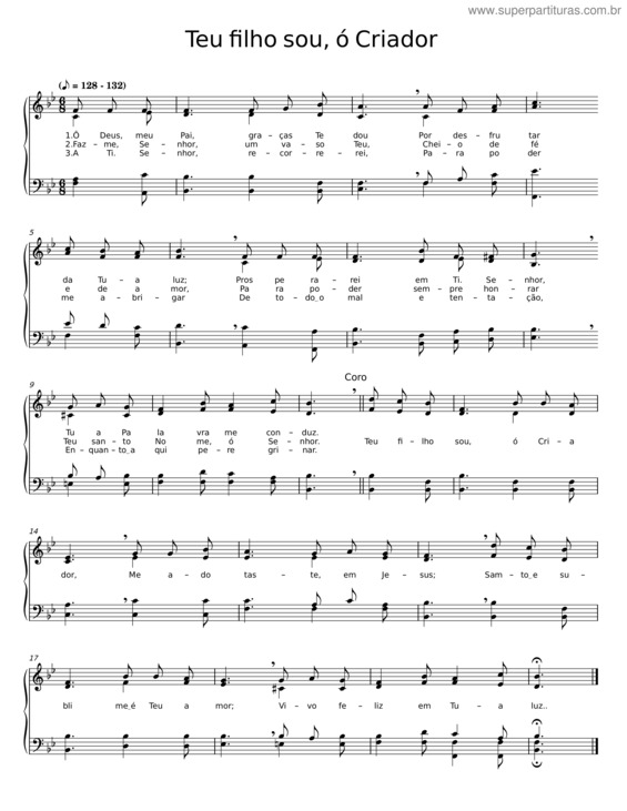 Partitura da música Teu Filho Sou, Ó Criador
