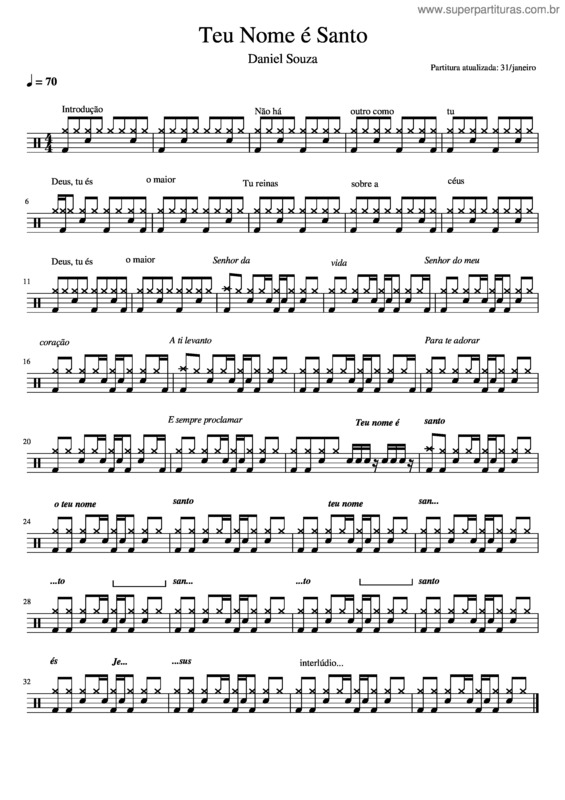 Partitura da música Teu Nome É Santo