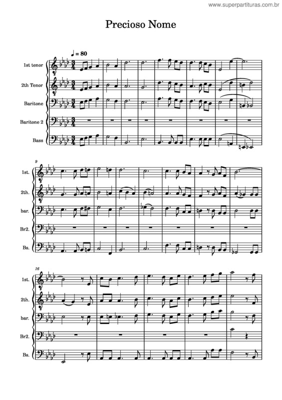 Partitura da música Teu Nome Precioso – Ja. S. Precioso