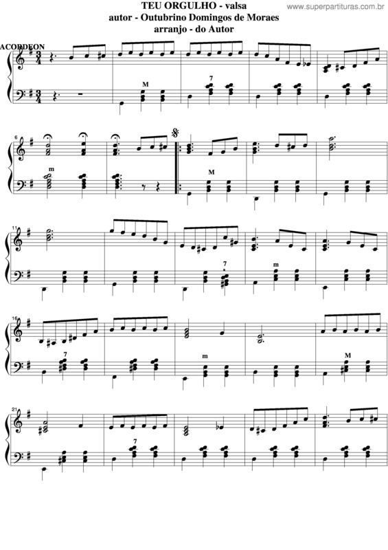 Partitura da música Teu Orgulho v.3