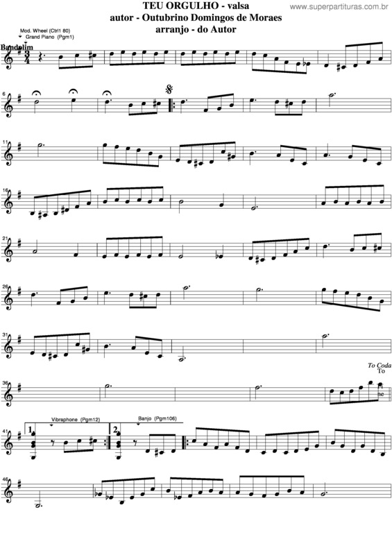 Partitura da música Teu Orgulho v.4