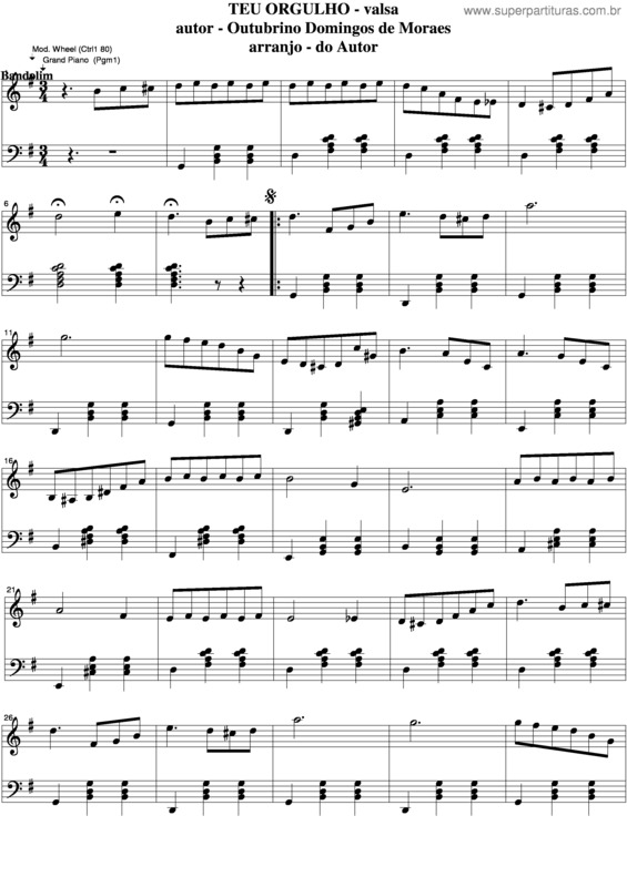 Partitura da música Teu Orgulho v.5