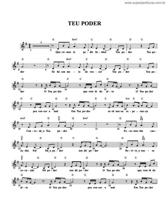 Partitura da música Teu Poder