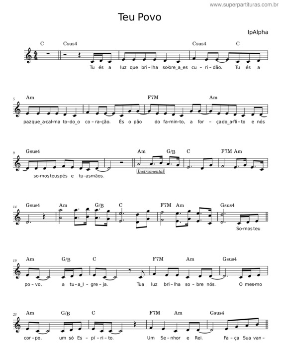 Partitura da música Teu Povo – Ipalpha