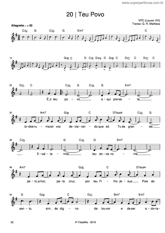 Partitura da música Teu Povo – Vencedores Por Cristo