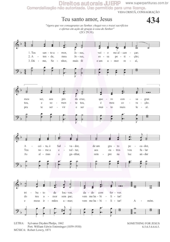 Partitura da música Teu Santo Amor, Jesus - 434 HCC v.2