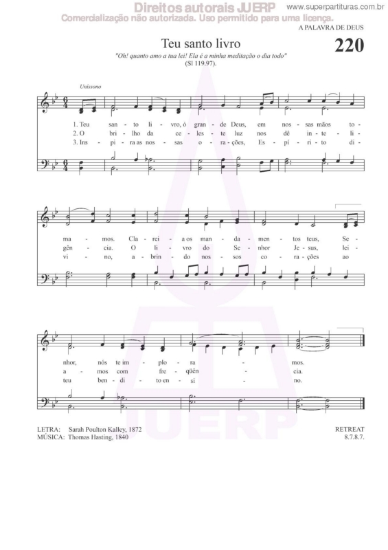 Partitura da música Teu Santo Livro - 220 HCC v.2
