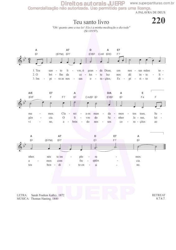 Partitura da música Teu Santo Livro - 220 HCC