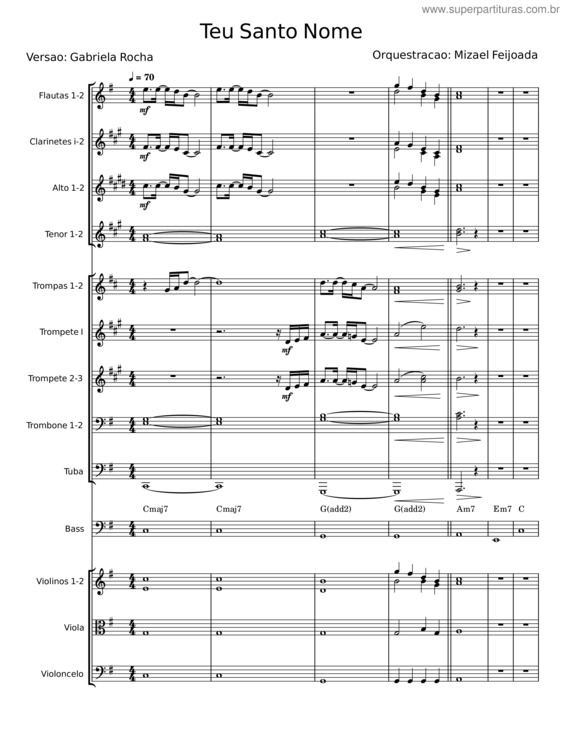 Partitura da música Teu Santo Nome – Gabriela Rocha