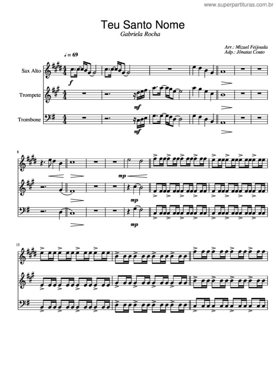 Partitura da música Teu Santo Nome – Naipe