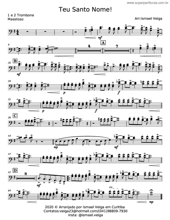 Partitura da música Teu Santo Nome! v.3