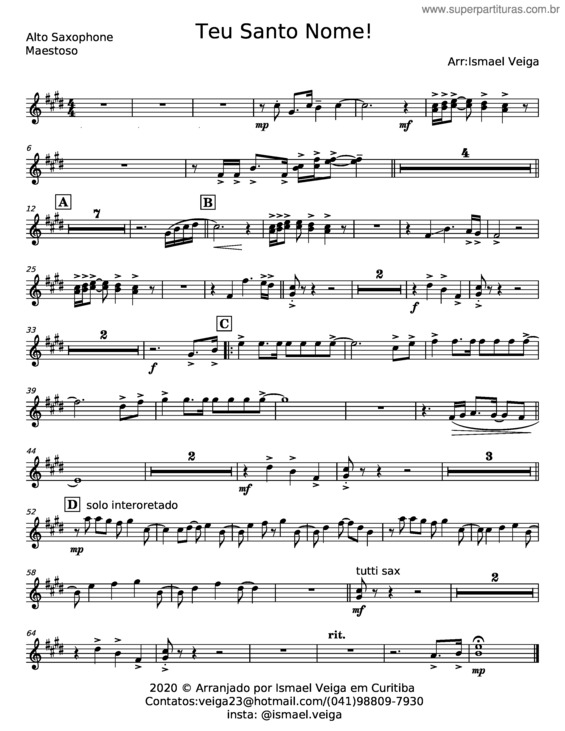 Partitura da música Teu Santo Nome! v.5