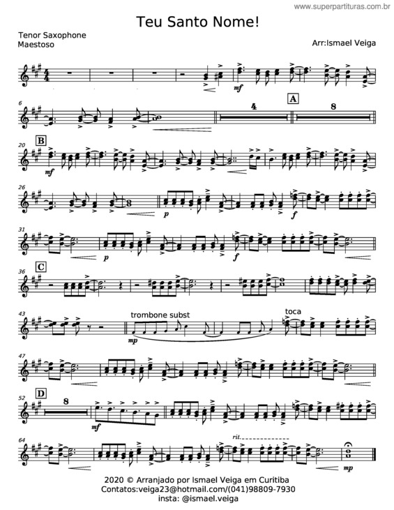 Partitura da música Teu Santo Nome!