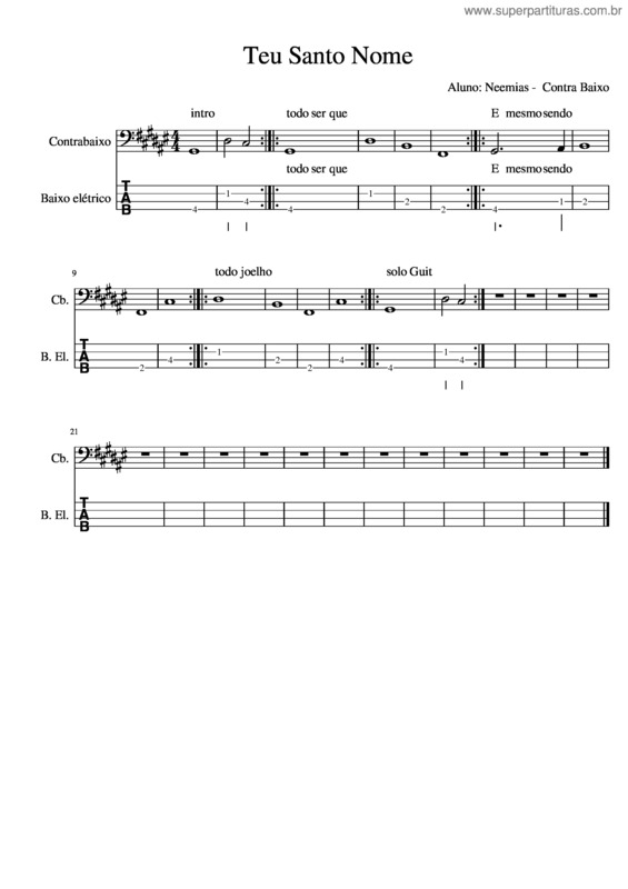 Partitura da música Teu Santo Nome Neemias