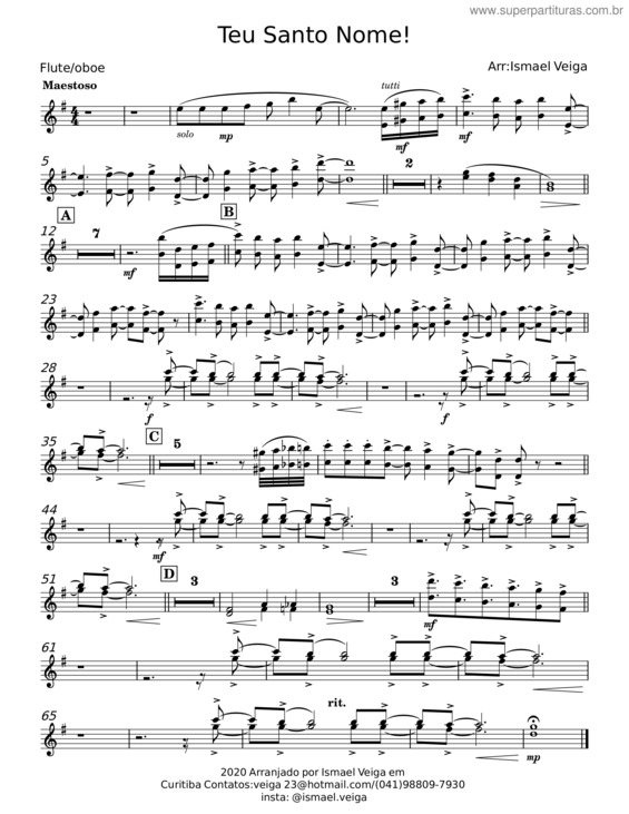 Partitura da música Teu Santo Nome v.11