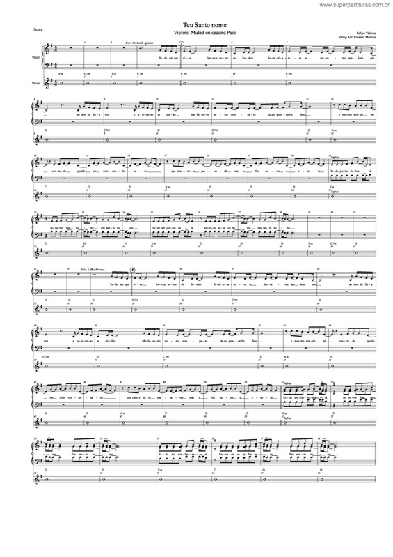 Partitura da música Teu Santo Nome v.2