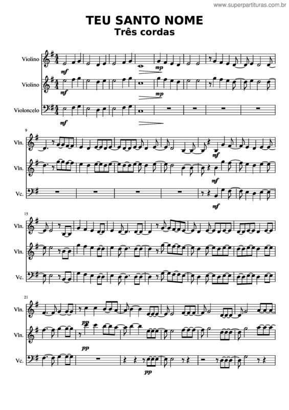 Partitura da música Teu Santo Nome v.3
