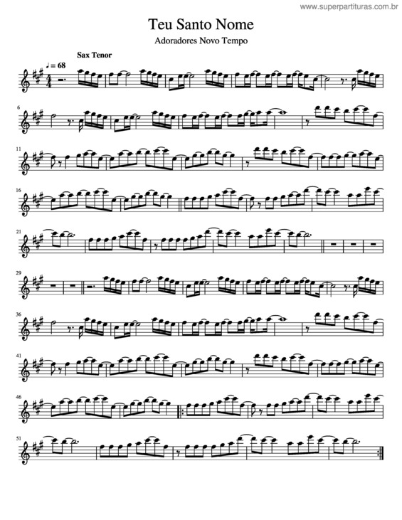Partitura da música Teu Santo Nome v.6