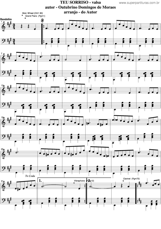 Partitura da música Teu Sorriso v.4