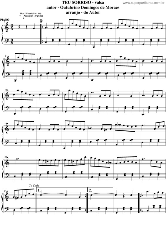 Partitura da música Teu Sorriso v.5