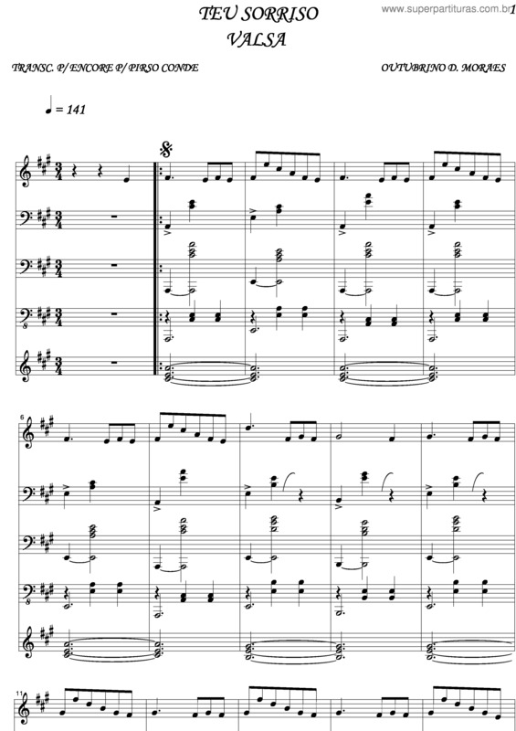 Partitura da música Teu Sorriso