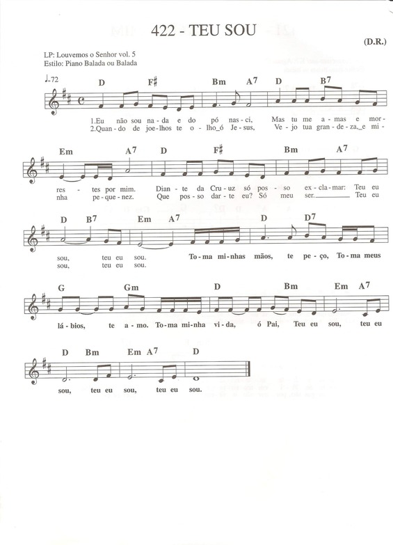 Partitura da música Teu Sou