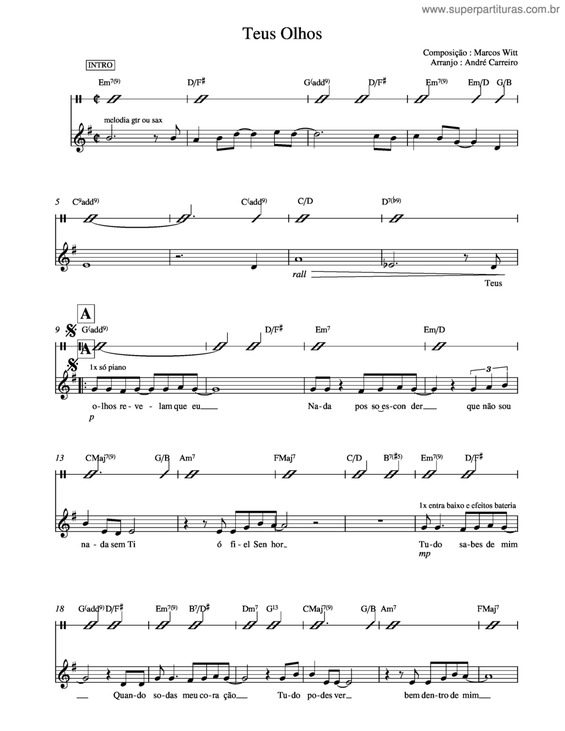 Partitura da música Teus Olhos v.9