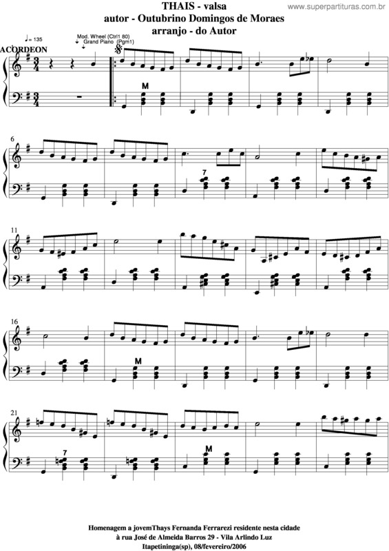 Partitura da música Thais v.3