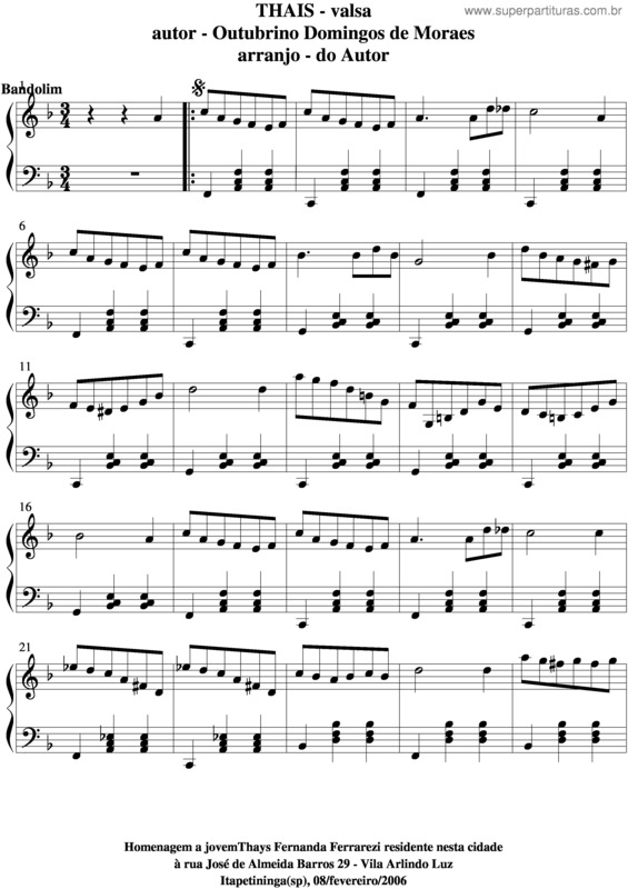 Partitura da música Thais v.5