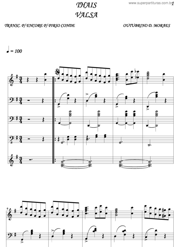 Partitura da música Thais