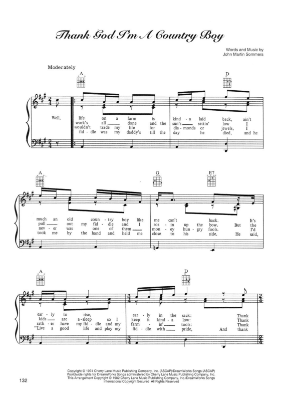 Partitura da música Thank God I`m a Country Boy