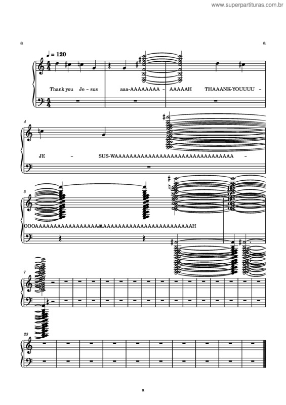 Partitura da música Thank You Jesus – Hillsong Worship Thaaaankyoujesus