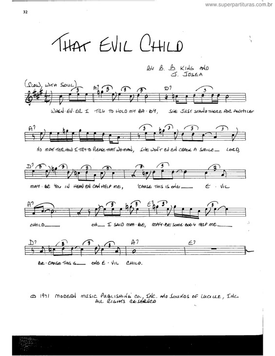 Partitura da música That evil child