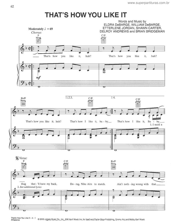 Partitura da música That`s How You Like It