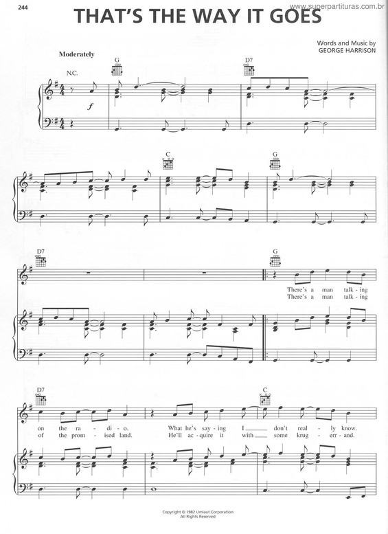 Partitura da música That`s The Way It Goes