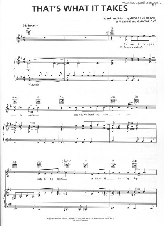 Partitura da música That`s What It Takes