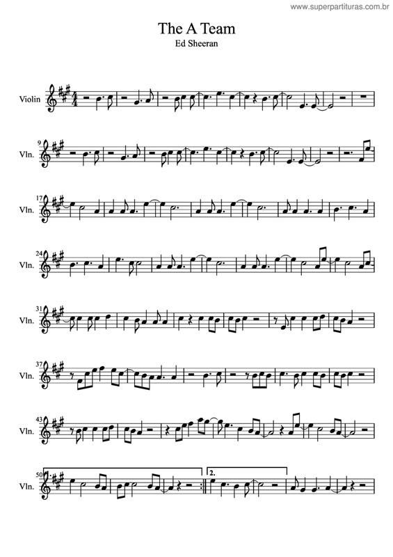 Partitura da música The A Team